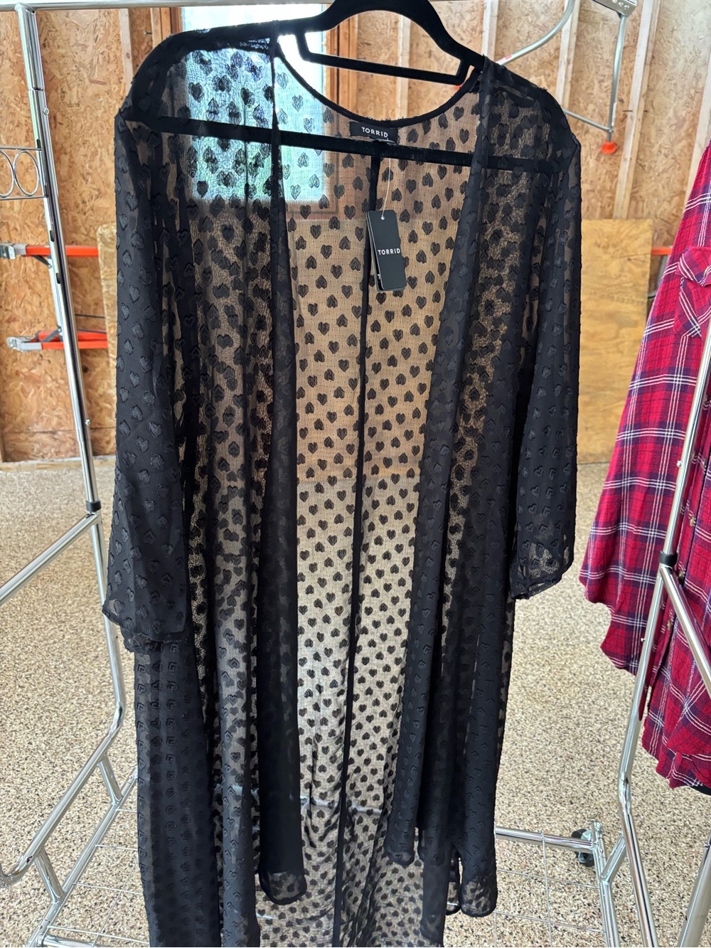 Torrid Black Heart-Print Sheer Kimono-Size 2x